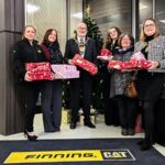 Finning team surpasses Christmas gift target for local charity Steve Thornley, chair of Cannock Chase Council and Heather Preece from West Chadsmoor Family Centre visited the Finning HQ