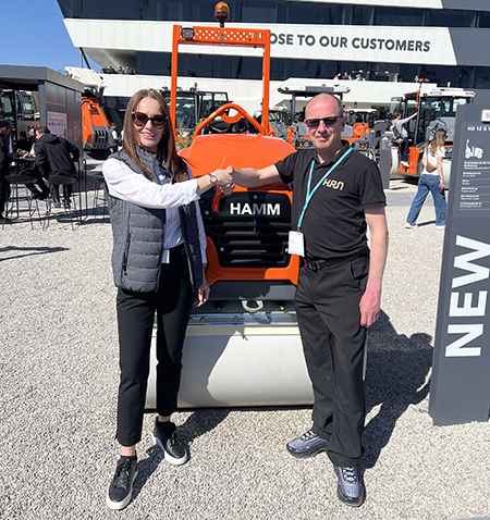Norma Gartland, area sales manager, Scotland, for Wirtgen Group with HRN’s Andy Wilson