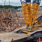 Disassembling of 1,600-tonne HS2 tunnel boring machine begins Cutterhead being lifted