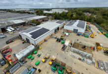 Sunbelt Rentals ramps up depot decarbonisation initiative Construction depot with solar panels on roof