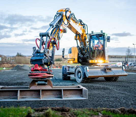 Rototilt to mark four decades of innovation at ScotPlant 2026 Rototilt tiltrotator on wheeled excavator