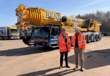 Bernard Hunter strengthens fleet with 300-tonne Liebherr crane Mark Rafferty (Bernard Hunter) and Lyle Sibbald (Liebherr Great Britain)