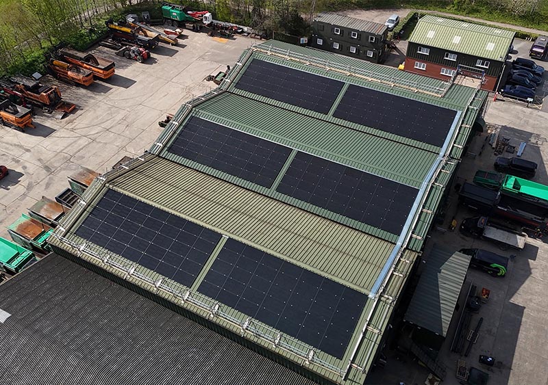 Solar panels on factory roof