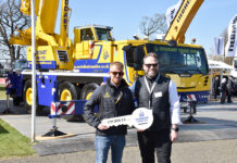 Stoddart and Liebherr celebrate landmark crane handover at ScotPlant 2026 Ewan Stoddart (Stoddart Crane Hire) and Lyle Sibbald (Liebherr Great Britain) at ScotPlant 2026