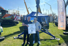 Livingston powered access specialist expands spider lift portfolio Nu-Hire's Leigh Baker (right) with Hird Sales area sales manager Dan Holgate with a new spider lift