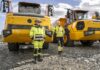 Volvo delivers first A30 Electric haulers to hydropower scheme Steffen Solstrand Ludvigsen, Project Site Manager at LNS and Lars Oust, Project Manager at Hafslund Kraft with the new A30 Electric