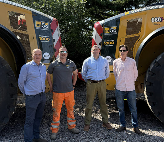 Stevens Equipment Rental marks machine milestone with ‘UK-first’ safety tech Stevens Equipment Rental team with new wheel loaders