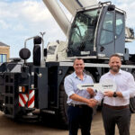 Bernard Hunter secures first 90-tonne rough-terrain crane Mark Rafferty (Bernard Hunter Cranes) and Lyle Sibbald (Liebherr Great Britain)