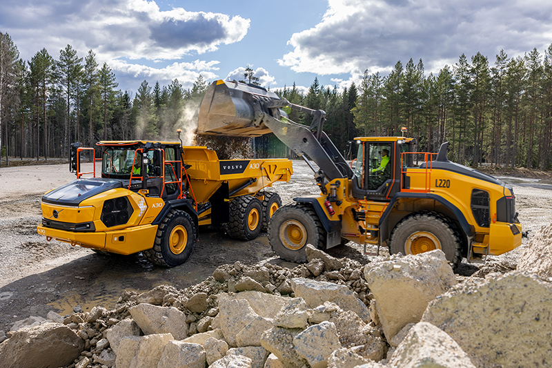 Volvo machines on construction site