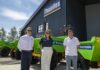 Civils contractor enhances fleet with dumper haul Andy Sabin (Thwaites general manager sales); Rebecca Bryson (MD BTE); and Brendan Carty (MD Shannonside)