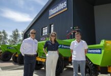 Civils contractor enhances fleet with dumper haul Andy Sabin (Thwaites general manager sales); Rebecca Bryson (MD BTE); and Brendan Carty (MD Shannonside)