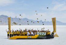 Hydrogen-powered JCB Hydromax sets new world land speed record JCB Hydromax team celebrates world land speed record