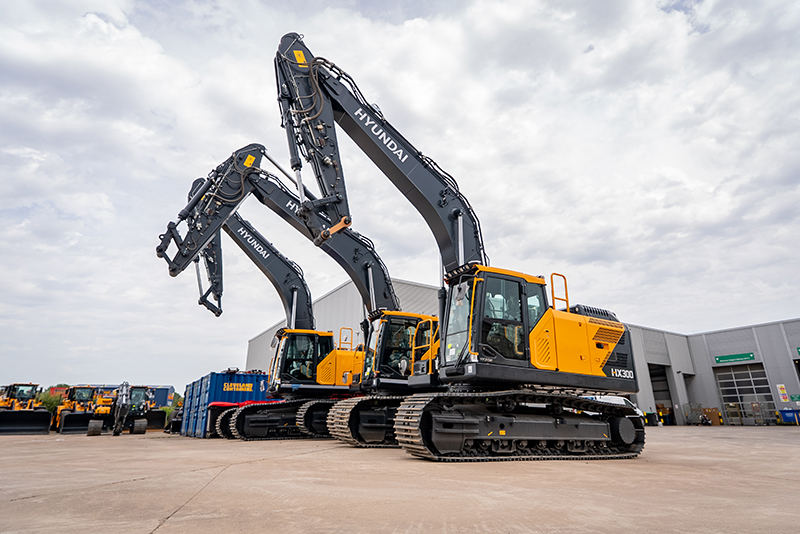Hyundai machines lined up in yard
