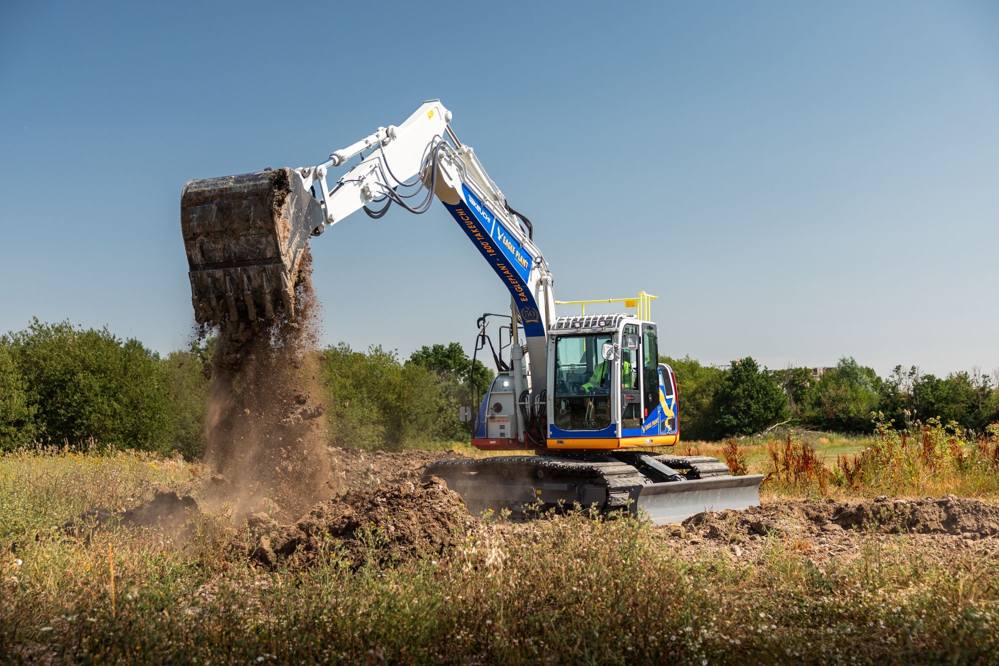 Excavator out working in the field