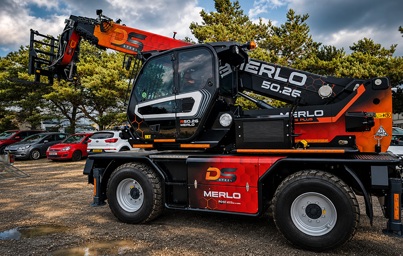 Merlo telehandler with custom black wrap