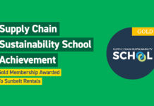 Sunbelt Rentals achieves Supply Chain Sustainability School gold level membership Supply Chain Sustainability School logo