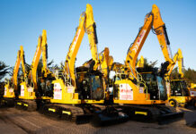 Select invests in safety technology for hire fleet Excavators lined up in yard
