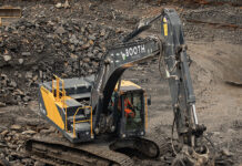 Next gen crawler brings fuel savings at Ravenhead Quarry Hyundai excavator at work at Ravenhead Quarry