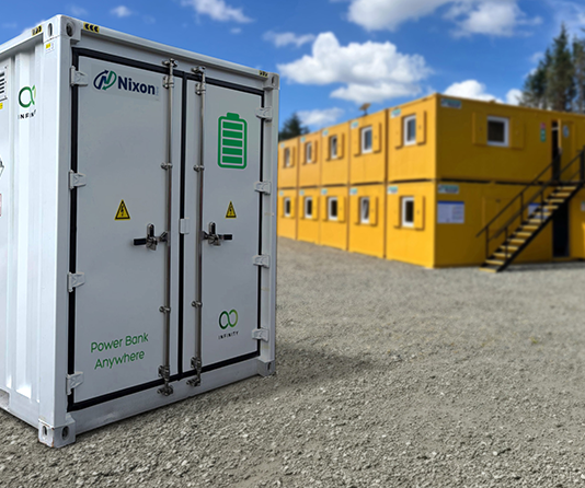 Nixon Hire invests in new fleet of large battery storage units Nixon Hire battery storage units on site